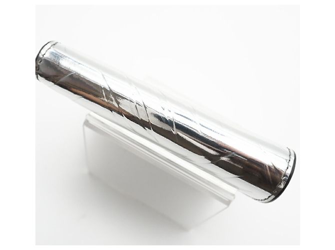 Portafoglio compatto bifold in pelle verniciata Prada Nero Argento - vista 7