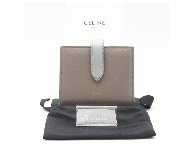 Céline CELINE Leather Small Strap Wallet Blue Beige - view 2