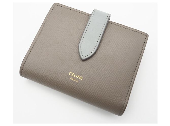 Céline CELINE Leather Small Strap Wallet Blue Beige - view 3