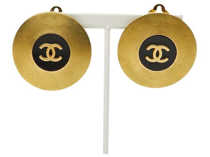 Pendientes redondos Coco Mark de Chanel Negro Dorado - vista 2