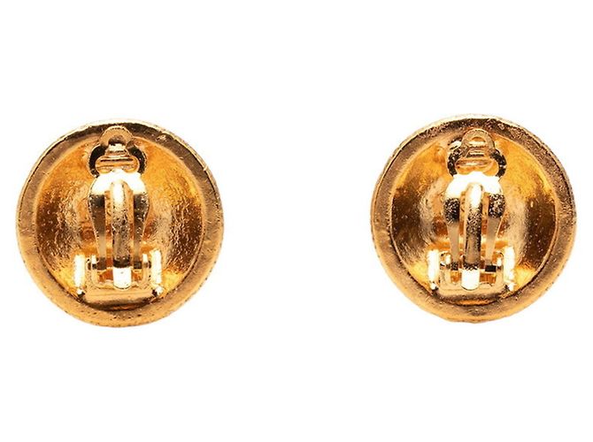 Orecchini rotondi vintage Chanel Coco Mark D'oro - vista 2