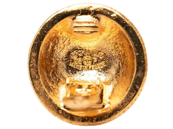 Orecchini rotondi vintage Chanel Coco Mark D'oro - vista 3