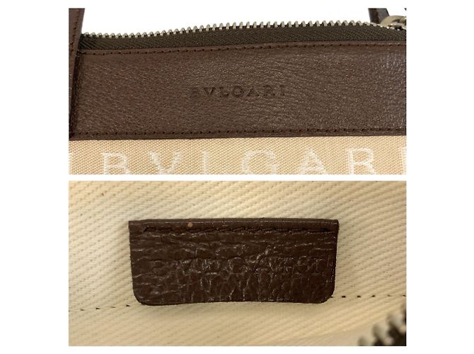 Bulgari Borsa a spalla Bvlgari Logomania beige e marrone - vista 4