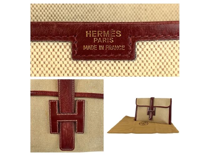Hermès Pochette HERMES H Logo Jige PM Rosso Beige - vista 3