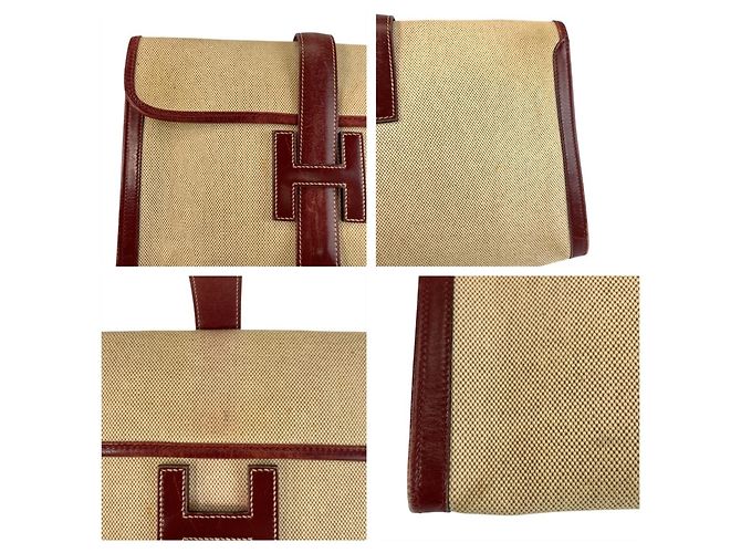 Hermès Pochette HERMES H Logo Jige PM Rosso Beige - vista 7