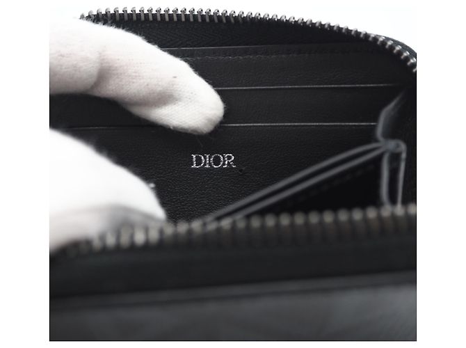 Christian Dior CD Diamond Leather Coin Case Brown Black - view 10