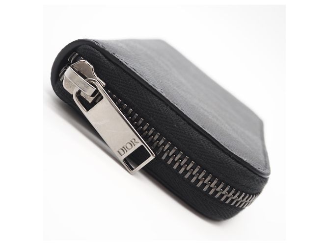 Christian Dior CD Diamond Leather Coin Case Brown Black - view 7