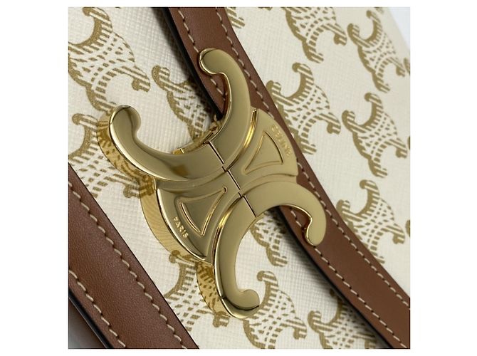 Céline Borsa a Spalla Celine Teen Triomphe Marrone Bianco - vista 16