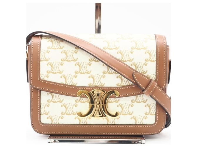 Céline Borsa a Spalla Celine Teen Triomphe Marrone Bianco - vista 2
