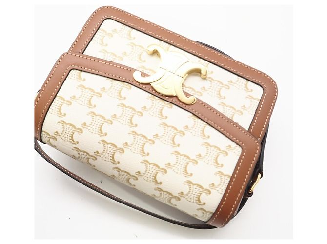 Céline Borsa a Spalla Celine Teen Triomphe Marrone Bianco - vista 3