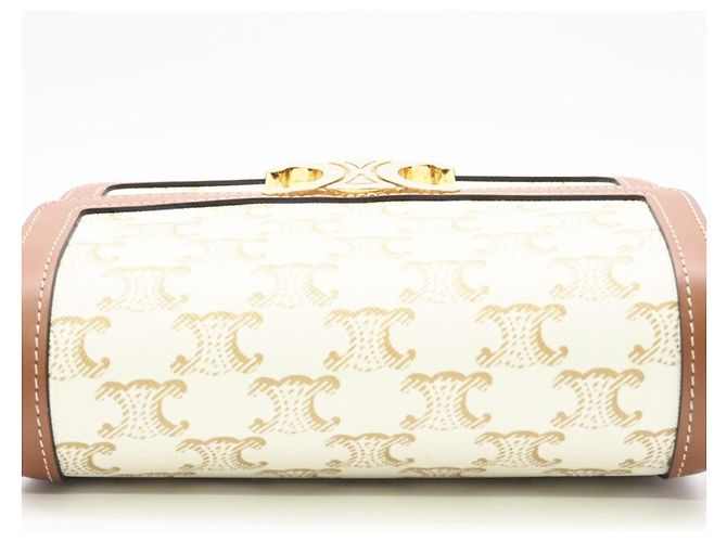 Céline Borsa a Spalla Celine Teen Triomphe Marrone Bianco - vista 8