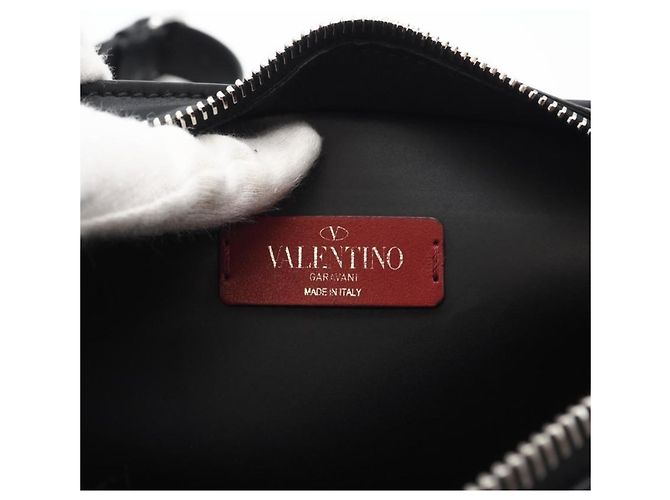 Bolsa de couro com logo VLTN da Valentino Preto - vista 10