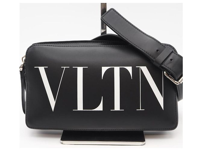 Bolsa de couro com logo VLTN da Valentino Preto - vista 2