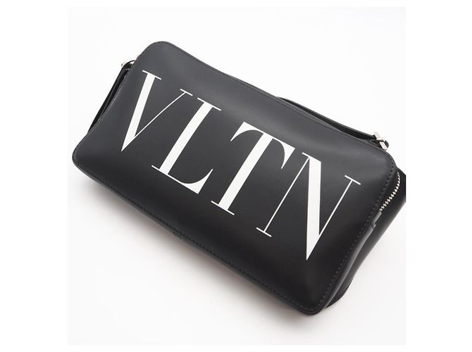 Bolsa de couro com logo VLTN da Valentino Preto - vista 3