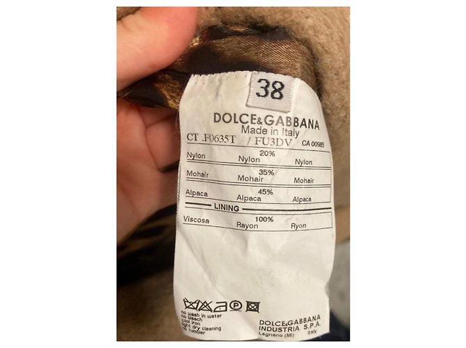 Abrigo con cinturón de mohair y alpaca marrón Dolce & Gabbana Castaño - vista 3