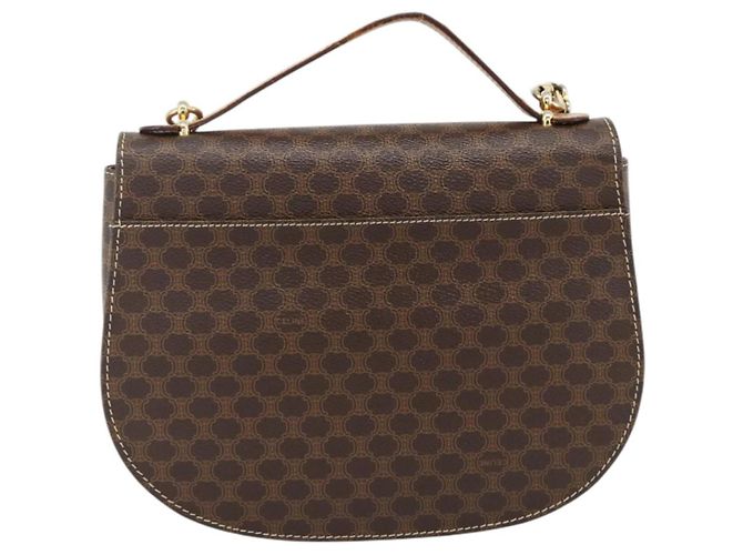 Céline Celine Vintage Macadam Tela e Pelle Marrone - vista 2