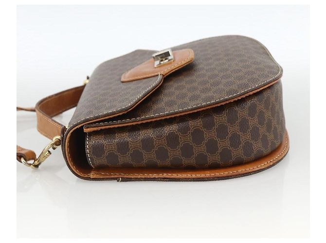 Céline Celine Vintage Macadam Tela e Pelle Marrone - vista 3
