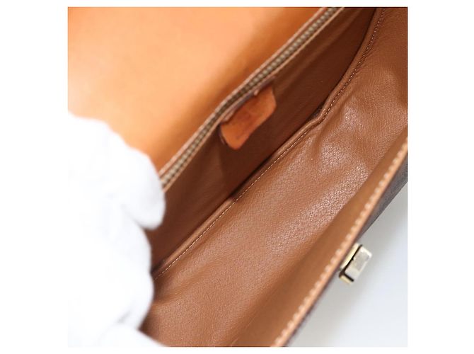 Céline Celine Vintage Macadam Tela e Pelle Marrone - vista 5