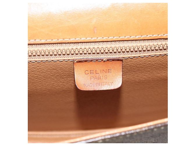Céline Celine Vintage Macadam Tela e Pelle Marrone - vista 6
