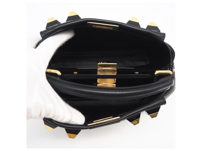 FENDI Leder Mini Peekaboo Gold Edition Handtasche Schwarz - Ansicht 14