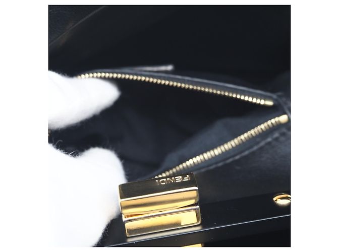 FENDI Leder Mini Peekaboo Gold Edition Handtasche Schwarz - Ansicht 15