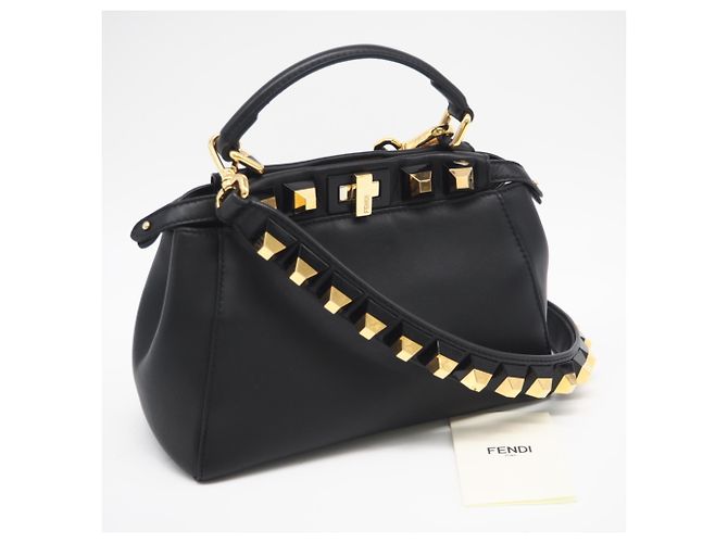 FENDI Leder Mini Peekaboo Gold Edition Handtasche Schwarz - Ansicht 2