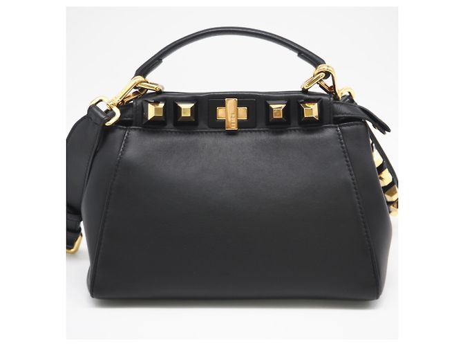 FENDI Leder Mini Peekaboo Gold Edition Handtasche Schwarz - Ansicht 3