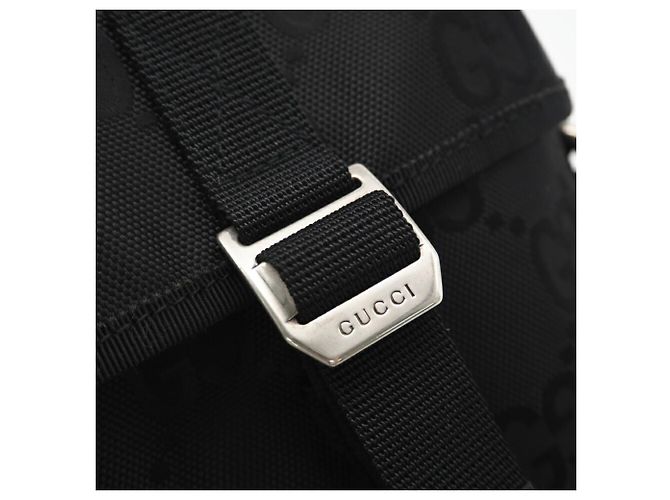 Borsa a Spalla Gucci GG in Nylon Off-the-Grit Nero - vista 9
