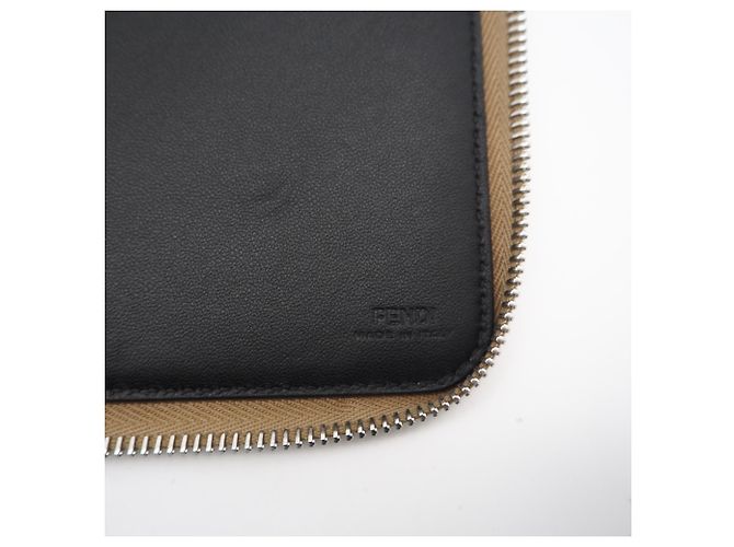 Clutch de couro com logo Fendi Bege - vista 13