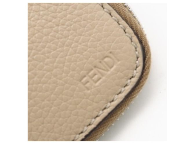 Clutch de couro com logo Fendi Bege - vista 9