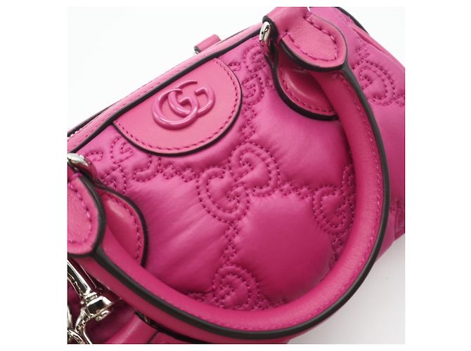 Borsa Boston Mini in Nylon Matelassé GG di Gucci Rosa - vista 4