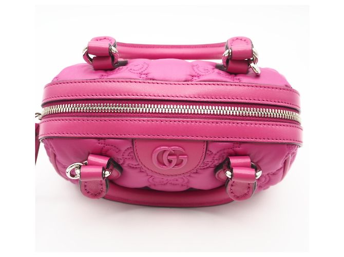 Borsa Boston Mini in Nylon Matelassé GG di Gucci Rosa - vista 6