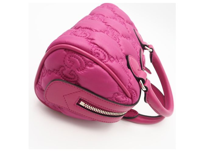 Borsa Boston Mini in Nylon Matelassé GG di Gucci Rosa - vista 8