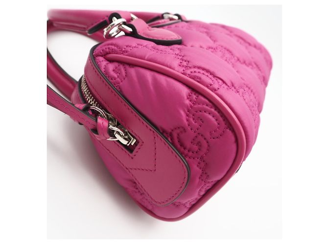 Borsa Boston Mini in Nylon Matelassé GG di Gucci Rosa - vista 9