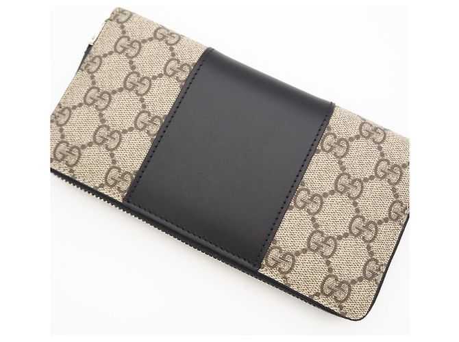 Portafoglio lungo in pelle GG Supreme di Gucci Nero Beige - vista 4