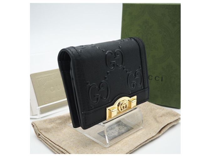 Billetera de cuero con relieve GG de Gucci Negro - vista 2