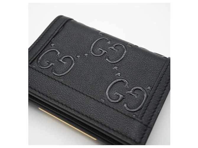 Billetera de cuero con relieve GG de Gucci Negro - vista 3
