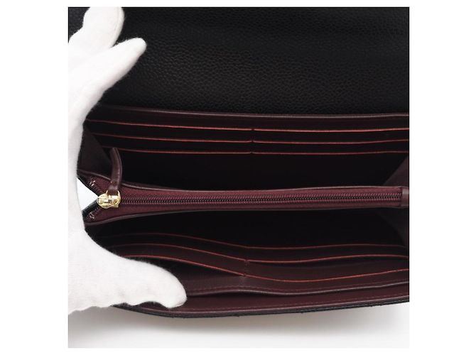 Cartera Clásica Larga de Caviar Matelassé Chanel Negro Burdeos - vista 10