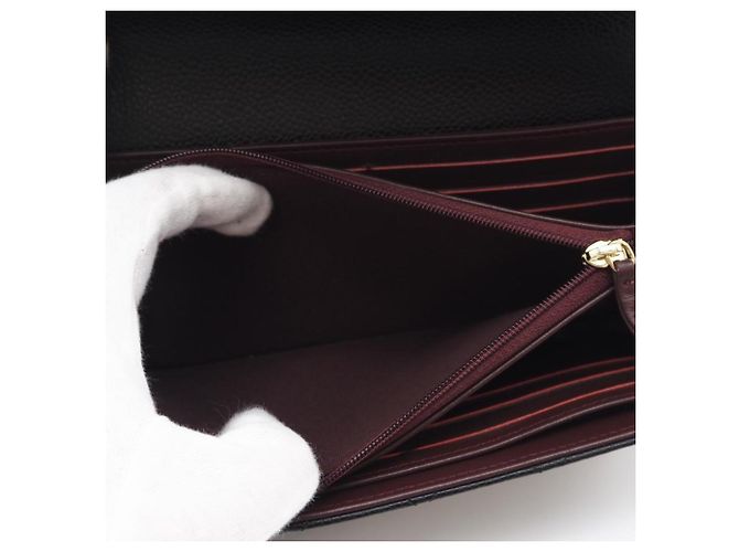 Cartera Clásica Larga de Caviar Matelassé Chanel Negro Burdeos - vista 11