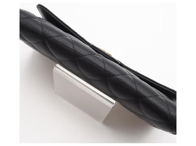 Cartera Clásica Larga de Caviar Matelassé Chanel Negro Burdeos - vista 6