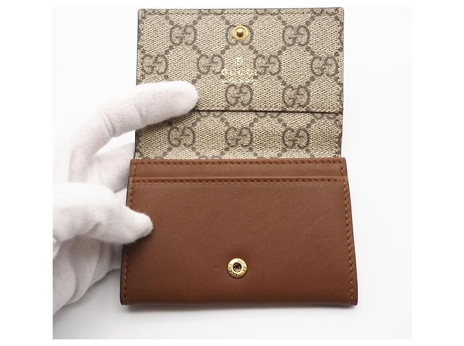 Gucci GG Emblem Fabric Card Case Brown - view 10