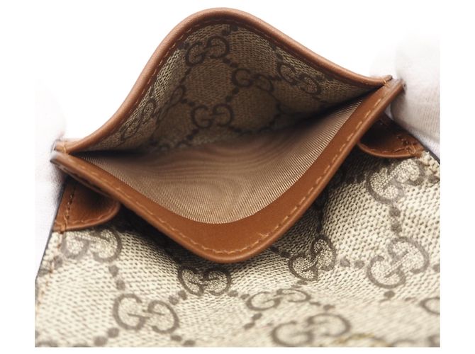 Gucci GG Emblem Fabric Card Case Brown - view 12