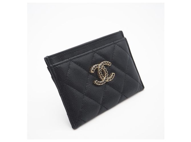 Timeless Tarjetero de piel de ternera granulada negra Chanel Negro - vista 2