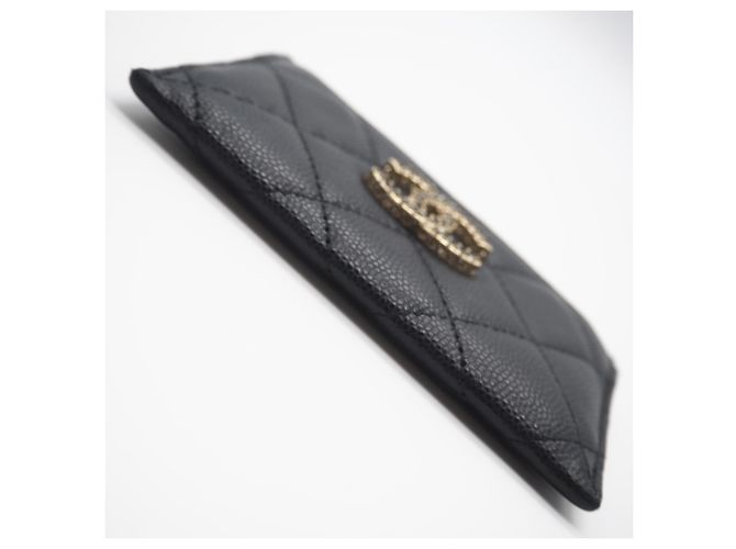 Timeless Tarjetero de piel de ternera granulada negra Chanel Negro - vista 6