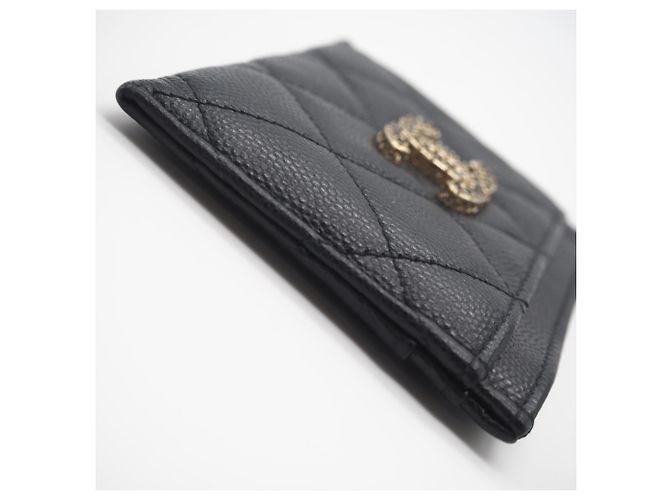 Timeless Tarjetero de piel de ternera granulada negra Chanel Negro - vista 7