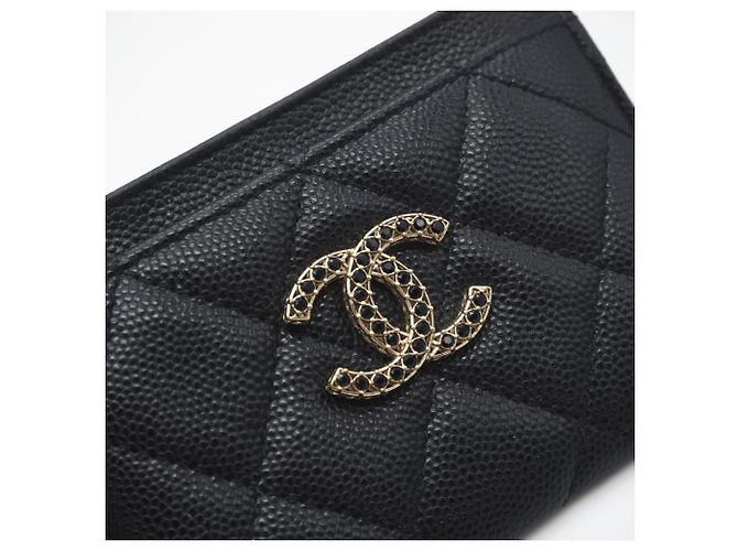 Timeless Tarjetero de piel de ternera granulada negra Chanel Negro - vista 9