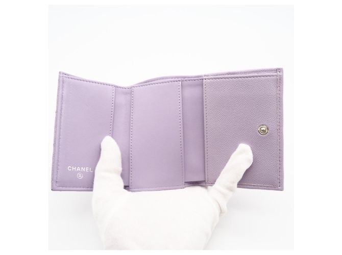 Cartera tríptico de cuero morado y blanco Christian Dior Púrpura - vista 11