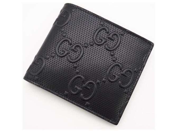 Gucci GG Embossed Leather Compact Wallet Black - view 3
