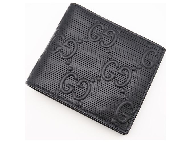 Gucci GG Embossed Leather Compact Wallet Black - view 4