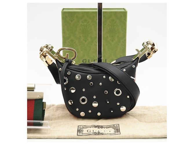 Borsa a spalla mini 2 in 1 in pelle con borchie GUCCI Nero - vista 2
